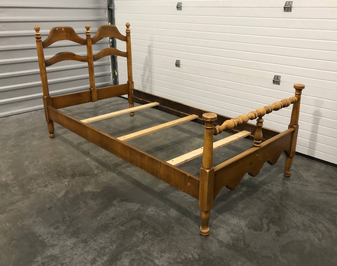 Antique Solid Wood Twin Bed Frame, Solid Wood Twin Bed Frame