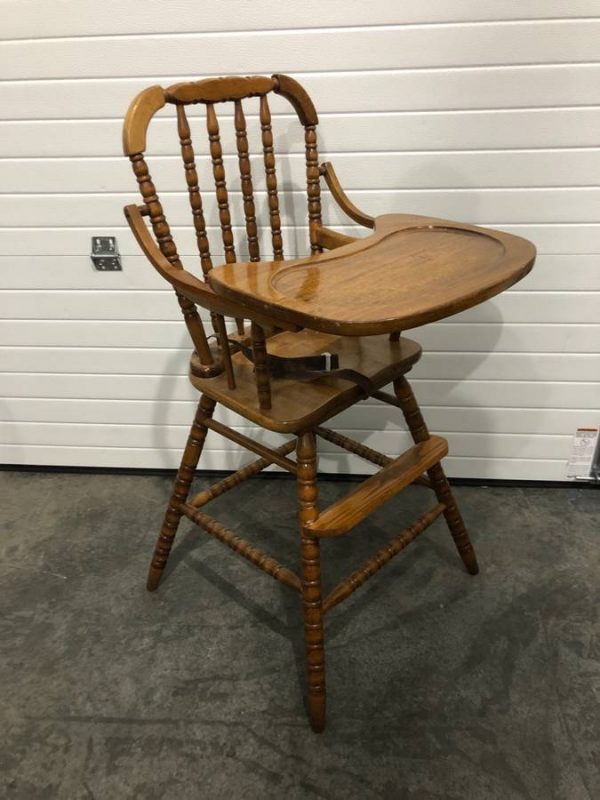 REDUCED!! Vintage Solid Wood Jenny Lind High Chair with Tray and Safety