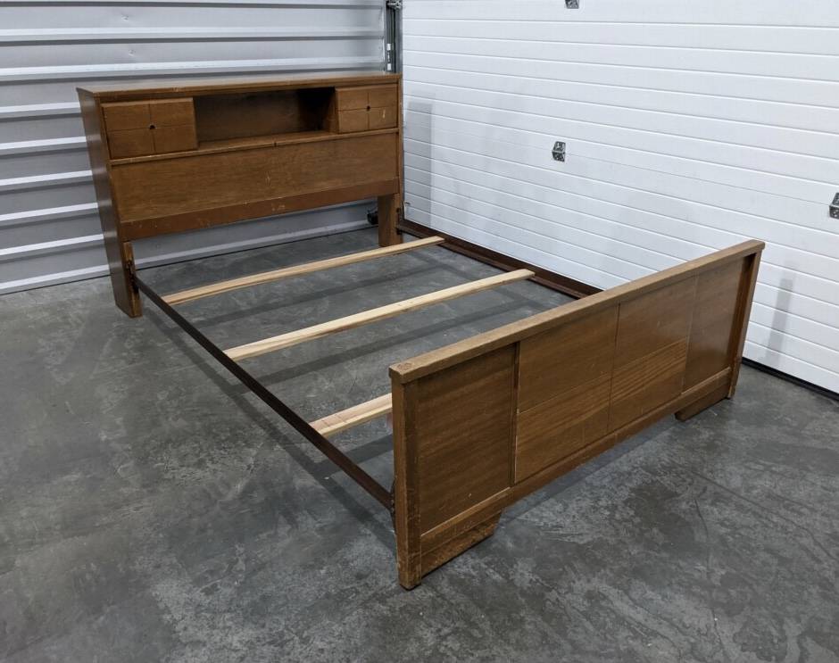 Full Size Solid Wood Bed Frame With, Solid Wood Bookcase Headboard Full Size