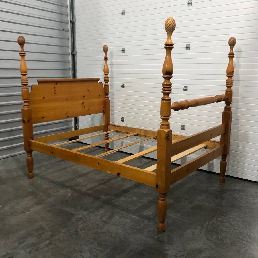 REDUCED!! High End Rustic Knotty Pine Taller Queen Bed Frame with Steps – Bargains