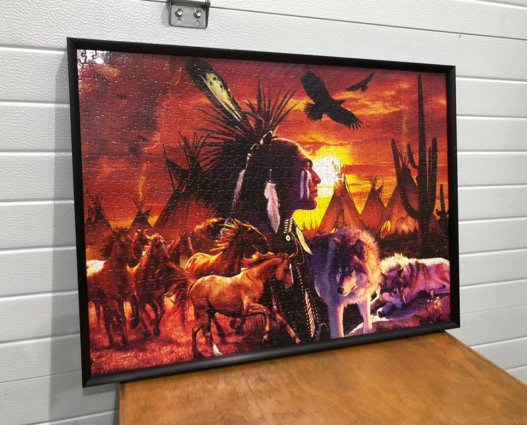 Indian Puzzle with Horses and Wolves, Professionally Framed by Michaels ...