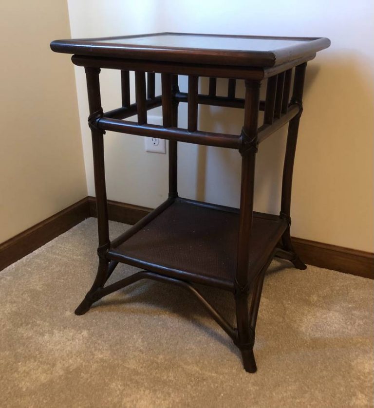 Dark Brown Pottery Barn 2Level Bamboo and Rattan Night Stand with