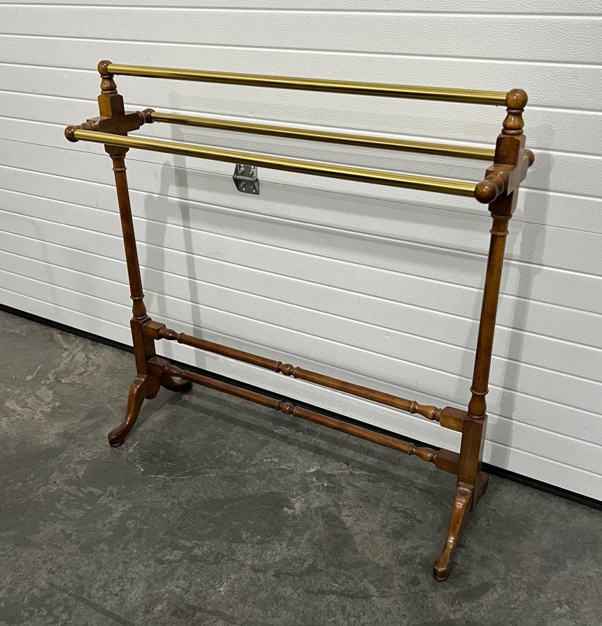 Antique Solid Wood and Brass Quilt Rack – Creative Bargains