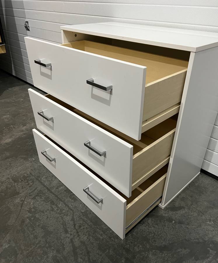 3Drawer White Dresser with Silver Handles Creative Bargains