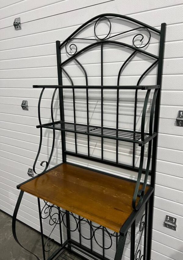 Forest Green 4Tier Metal Baker’s Rack with Wooden Shelf and BuiltIn