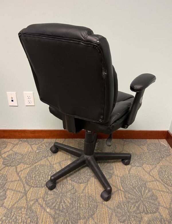 Black Faux Leather MidBack Rolling Office Chair with Adjustable Arms