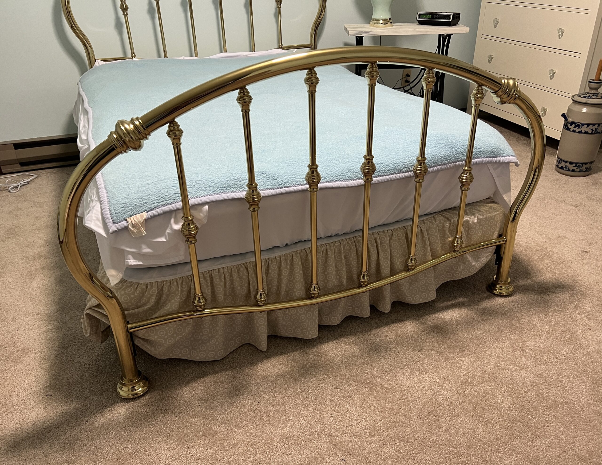 Full Size Brass Bed Frame with Curved Headboard and Footboard