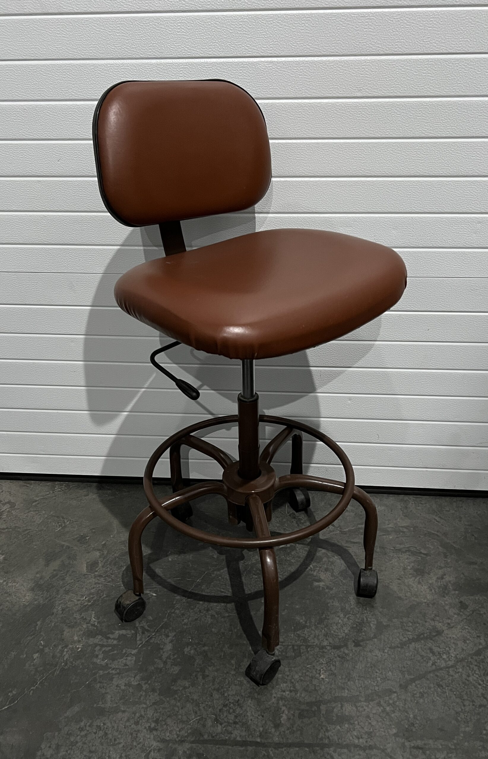 Chocolate Brown Padded Leather Vintage Drafting Chair Creative Bargains