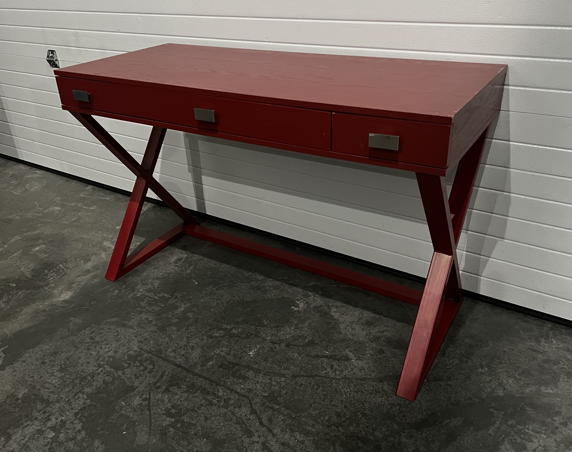 Modern Red 3Drawer Writer’s Desk with Angled Sides Creative Bargains
