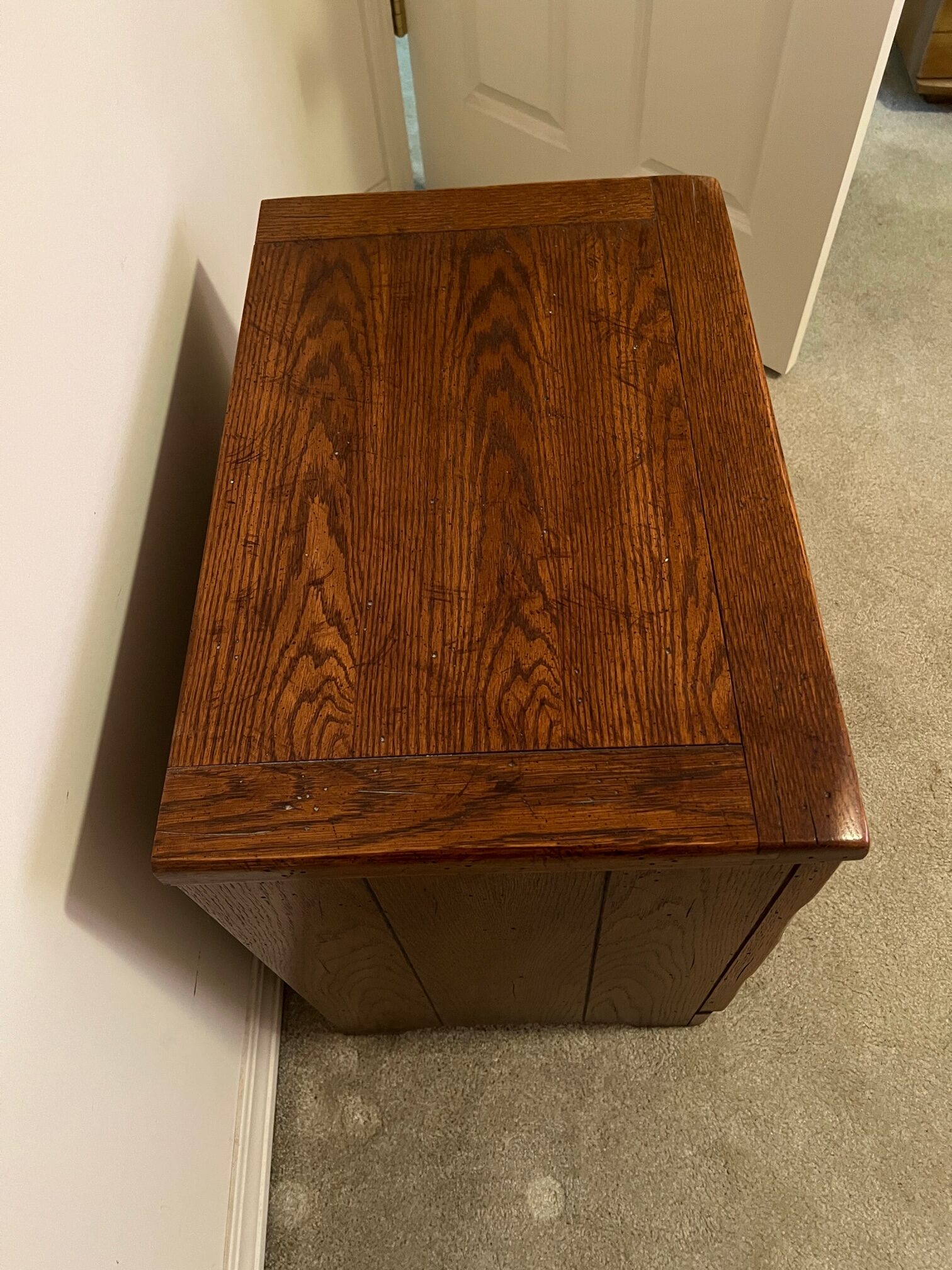 TwoDrawer Dark Solid Oak Young Hinkle Night Stand with Recessed Bronze