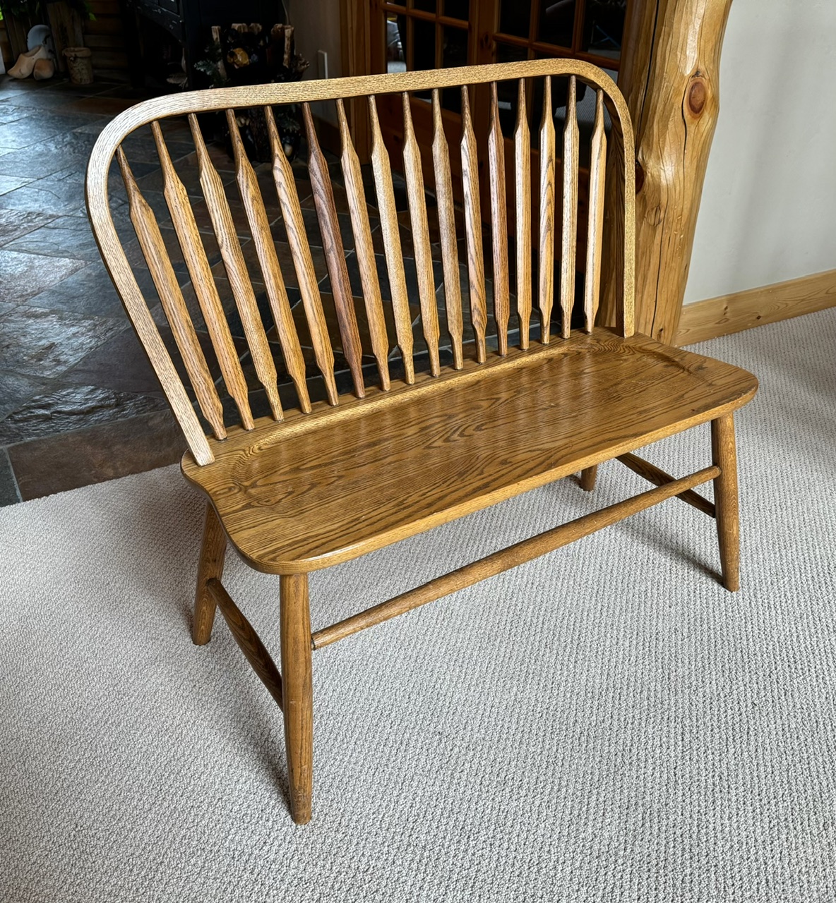 Solid Oak Arrowback Armless Bench with Contour Seat – Creative Bargains