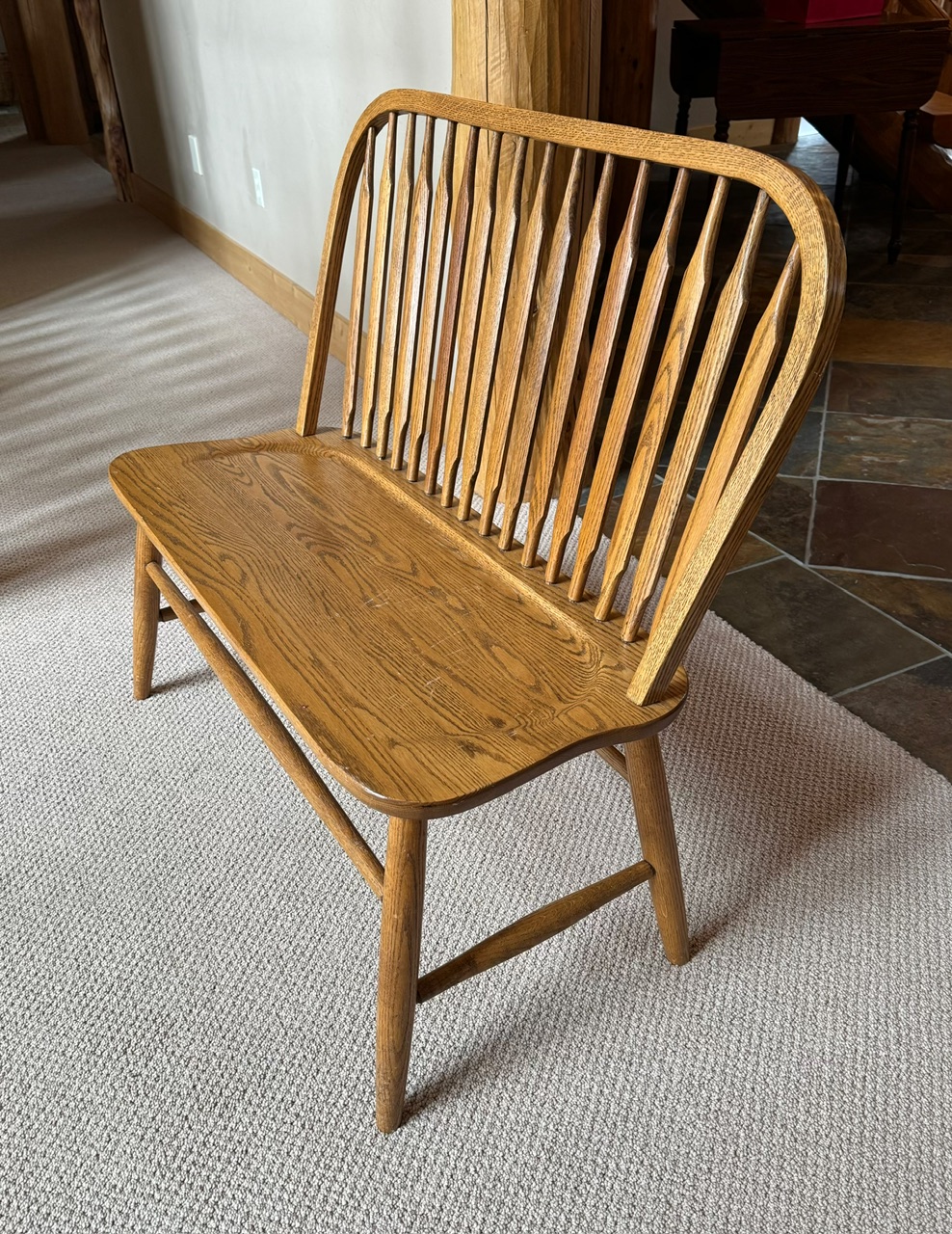 Solid Oak Arrowback Armless Bench with Contour Seat – Creative Bargains